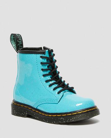 Kids' Dr Martens Toddler 1460 Glitter Lace Up Boots Turquoise | AU 693CTV